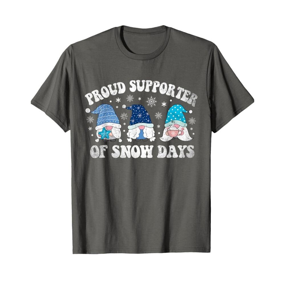 Proud Supporter Of Snow Days Funny Christmas Gnomies T-Shirt Mens Size Large